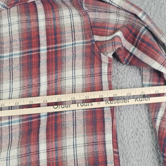 Ariat Shirt Mens Medium Red Plaid Flannel Western Pearl Snap Long Sleeve Retro - Picture 8 of 9